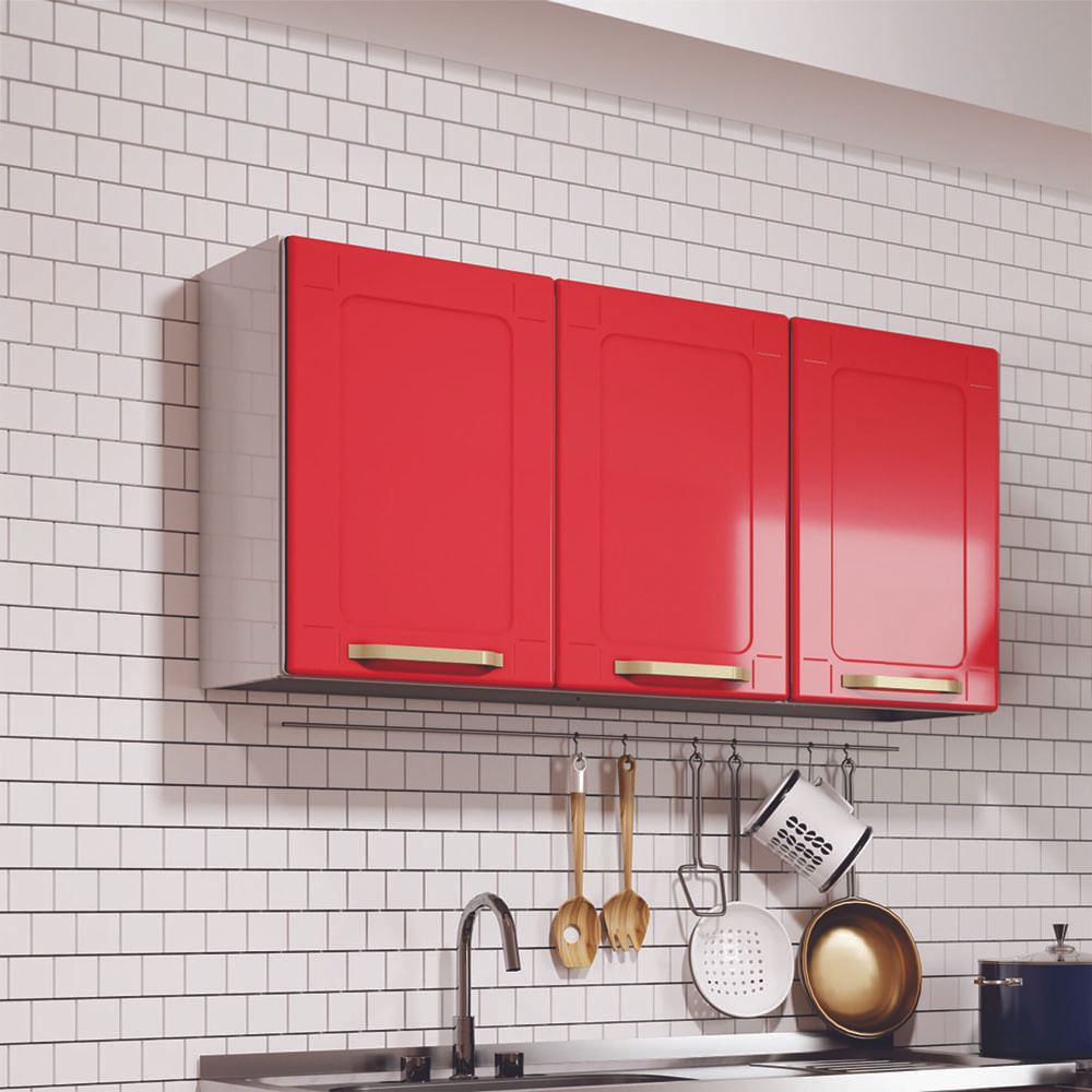 Gabinete Superior De Cocina 105Cm Bertolini En Acero Rojo