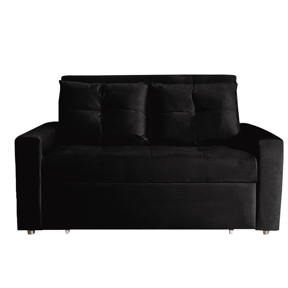 Sofá Cama Germano + 2 Cojines Negro 150 cm x 93 cm