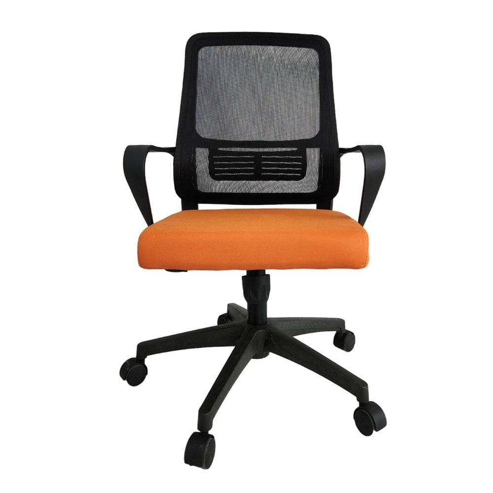 Silla De Oficina Sampues Base Nylon Negro Y Naranja