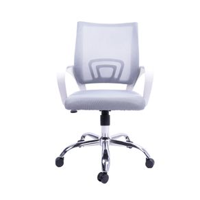 Silla De Oficina Guatavita Marco Blanco Base Cromo Blanco Y Gris