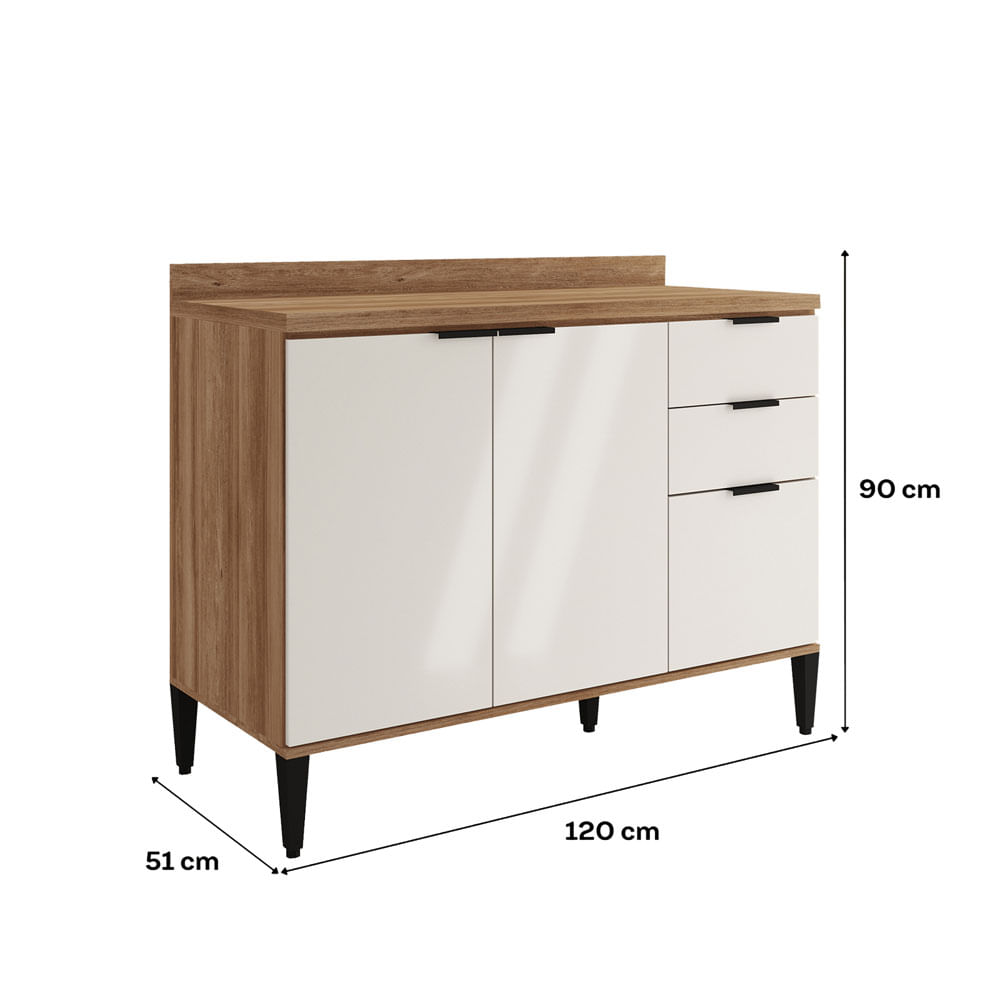 Mueble Inferior De Cocina 120 Cm En Mdp Off White