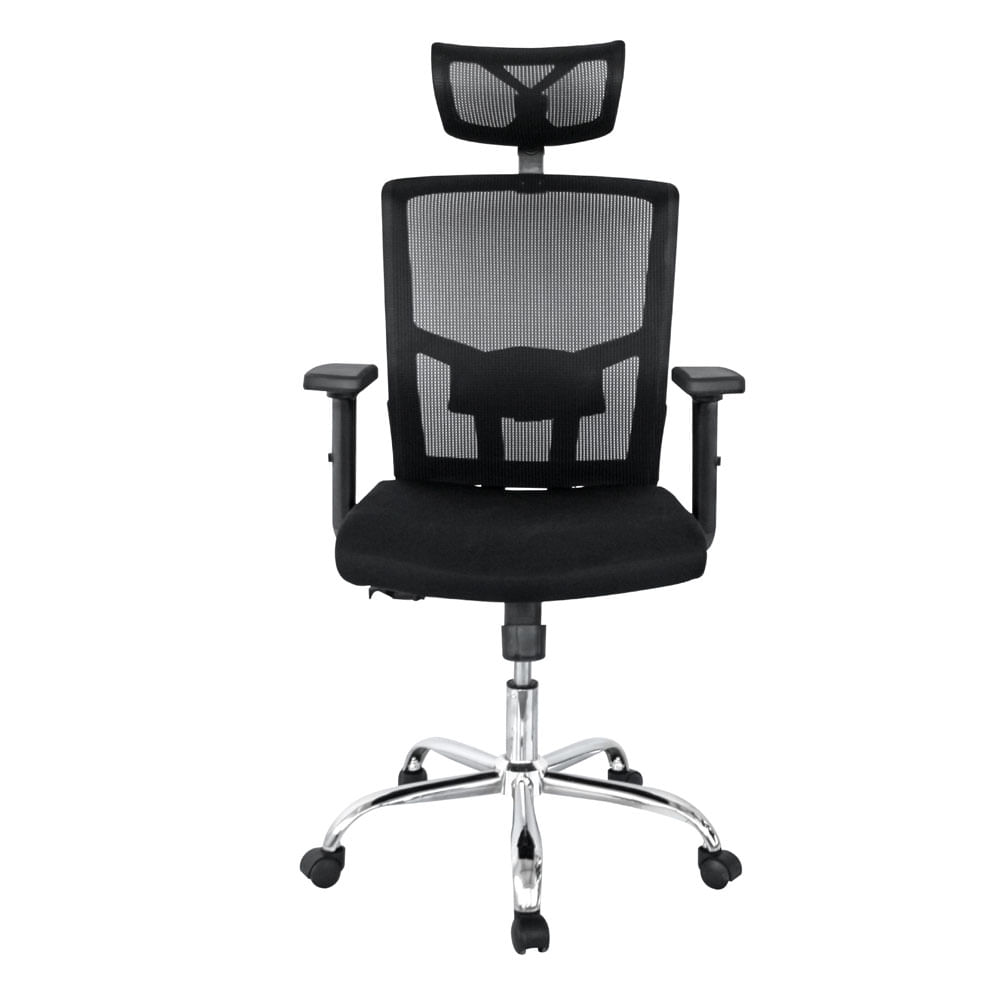 Silla De Oficina Nairobi Premium Cromo Negra
