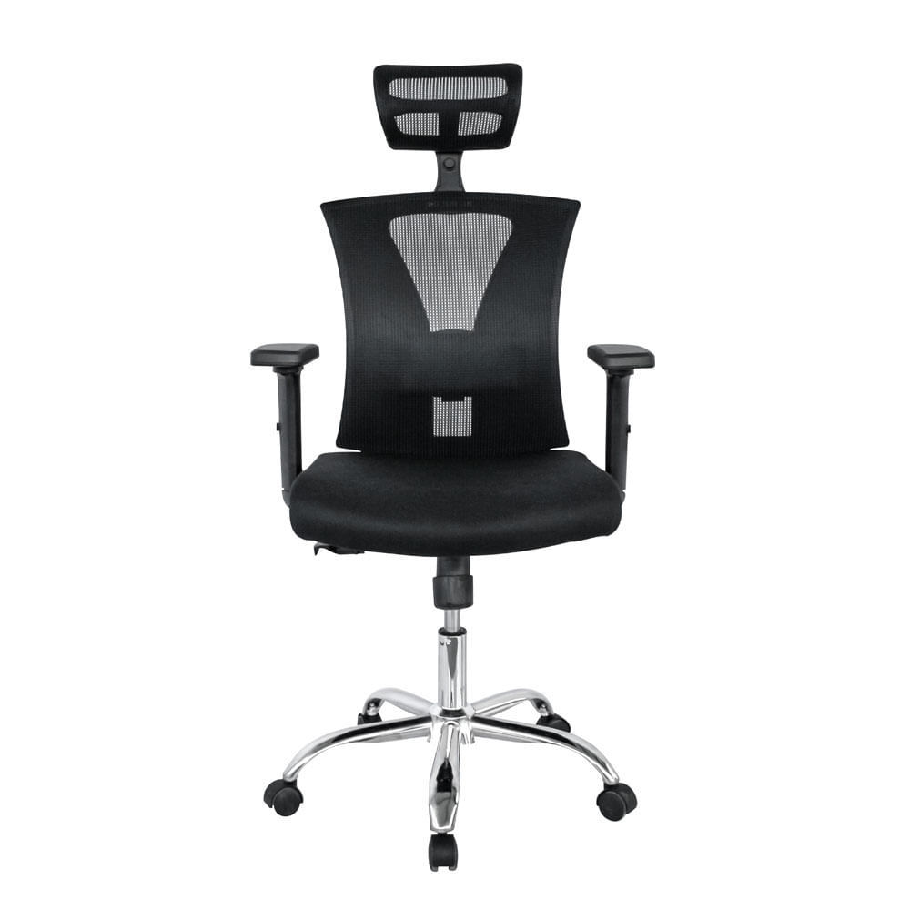 Silla De Oficina Brasilia Premium Cromo Negra