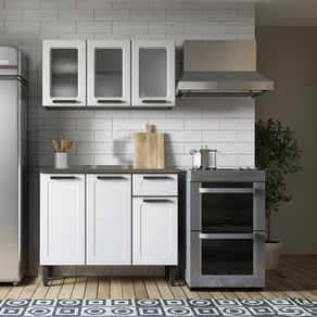 Cocina Integral Simply En Acero 105Cm Incluye Lavaplatos Izquierdo Blanco
