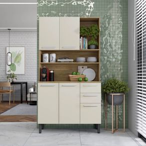 Alacena Despensa De 105 Cm Con Mesón En Mdp Beige
