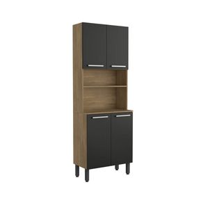 Alacena Despensa De 70 Cm Con Mesón En Mdp Negro-Roble