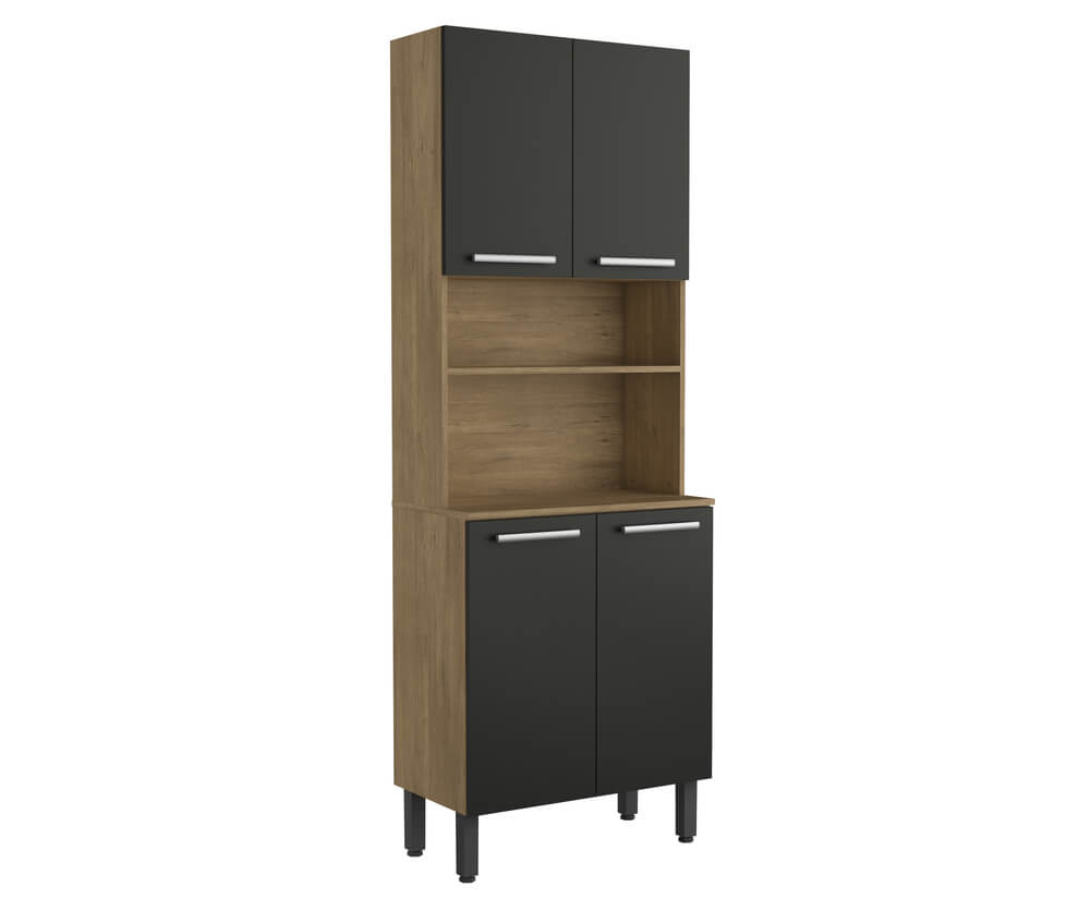 Alacena Despensa De 70 Cm Con Mesón En Mdp Negro-Roble