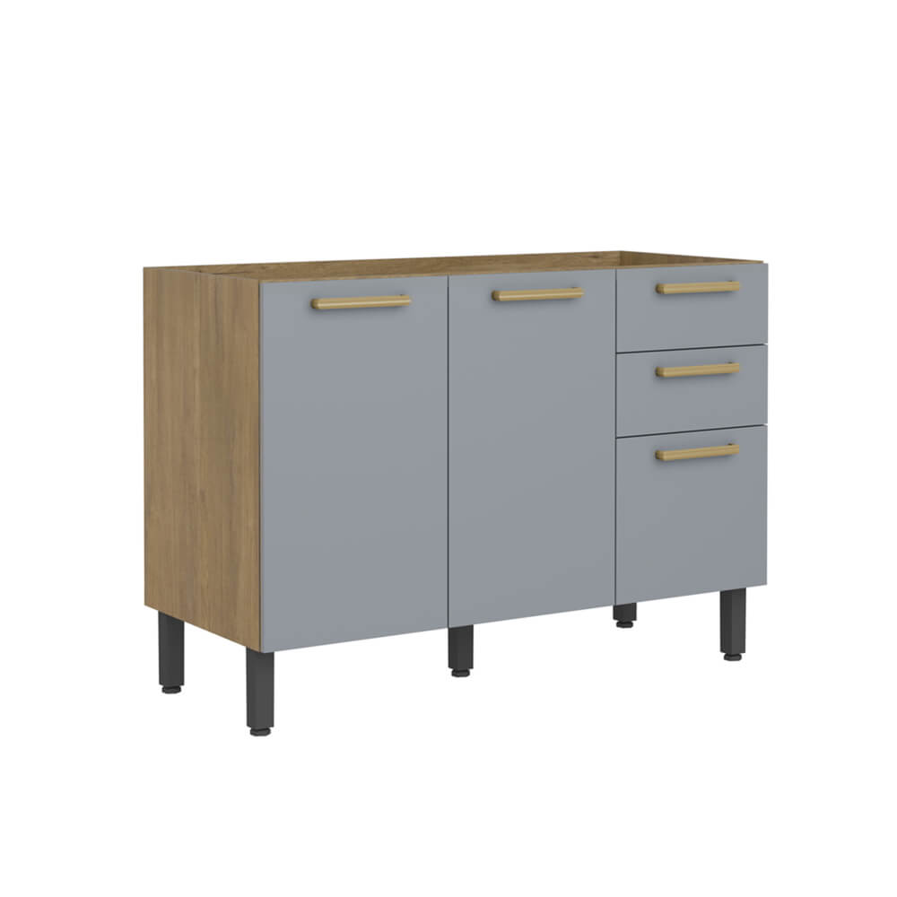 Mueble Inferior De Cocina De 120 Cm En Mdp Sin Meson Gris