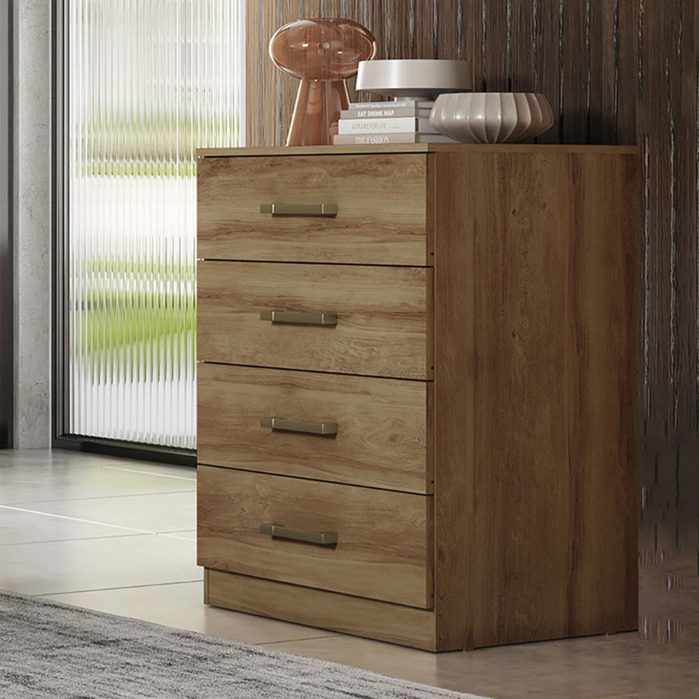 Comoda Cajonera 60 Cm En Mdp 4 Cajones Noce