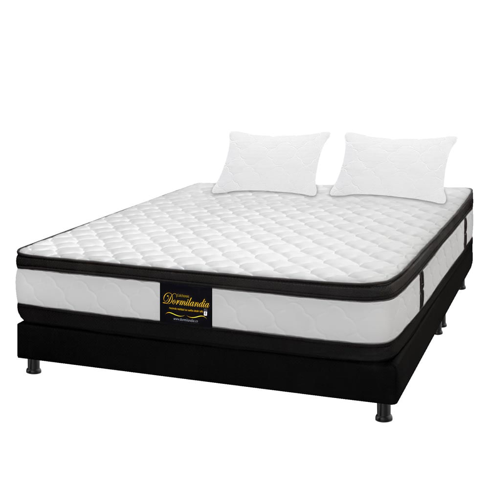 Combo Colchón King 200X200 Cm Resortado Atenas Negro