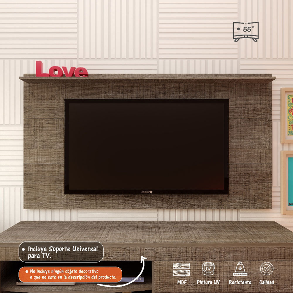 Mueble Para Tv Tipo Panel Slim Hasta 55" Canela