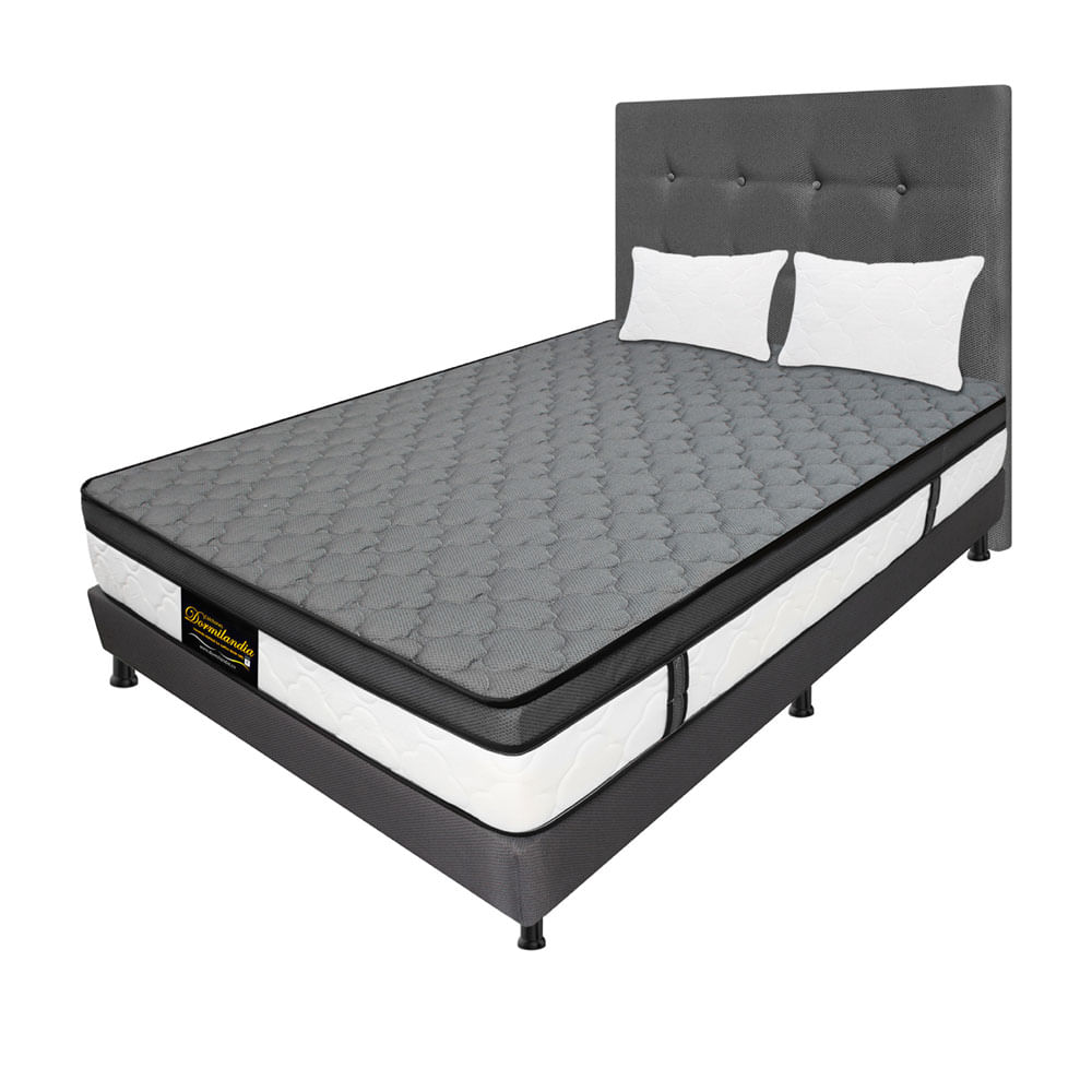 Mega Combo Semidoble Resortado Dublín Gris 120 cm x 190 cm