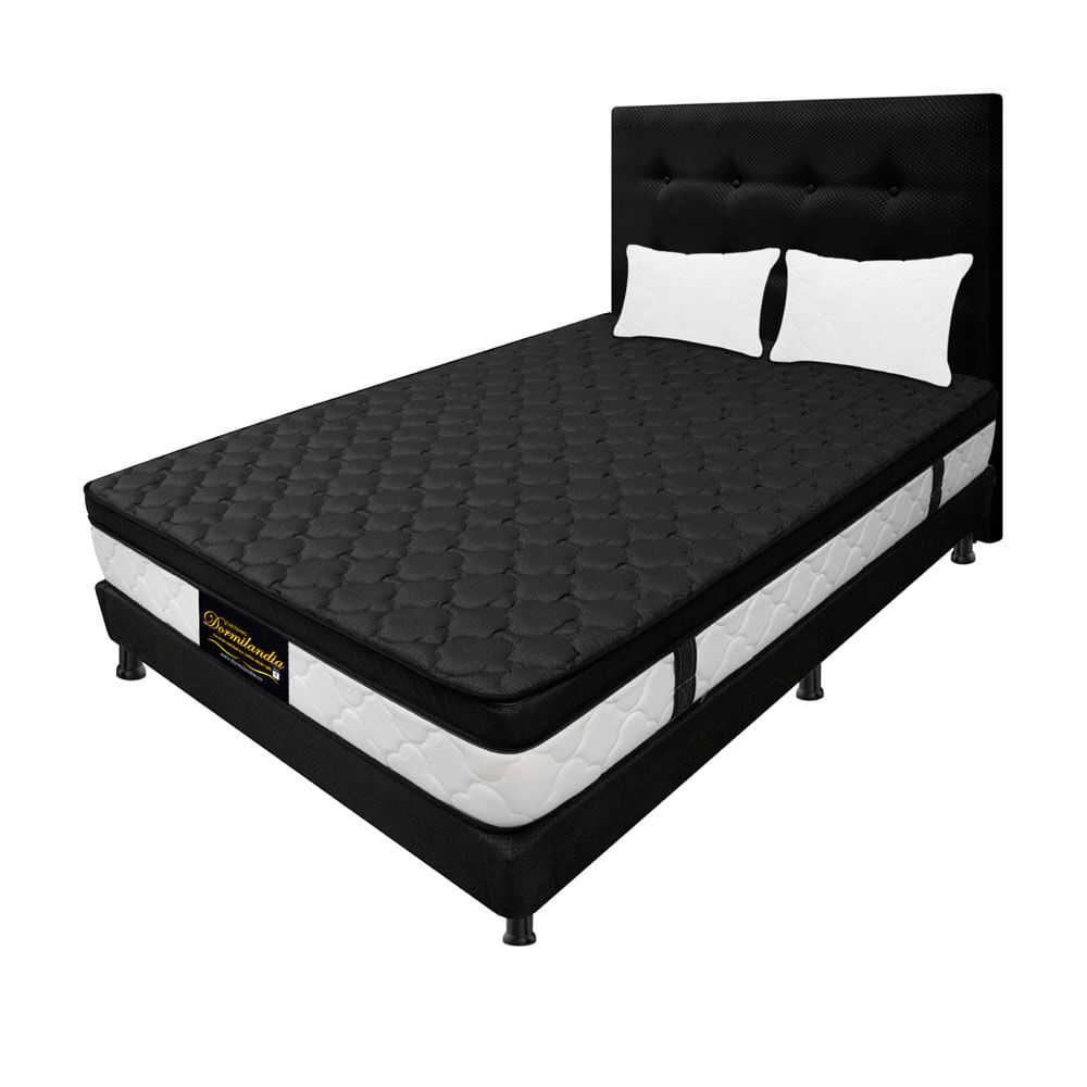 Mega Combo Semidoble Resortado Dublín Negro 120 cm x 190 cm