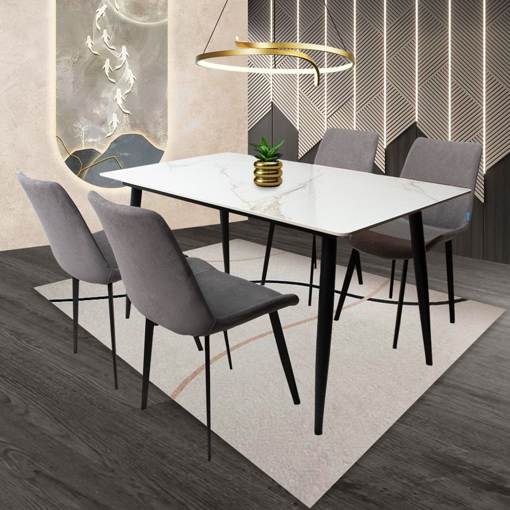 Comedor Berlín 4 puestos Gris 80 cm x 140 cm