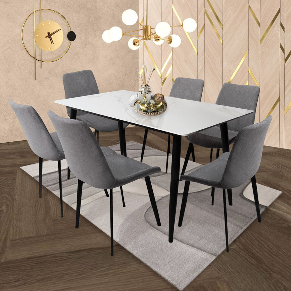 Comedor Berlín 6 puestos Gris 80 cm x 160 cm