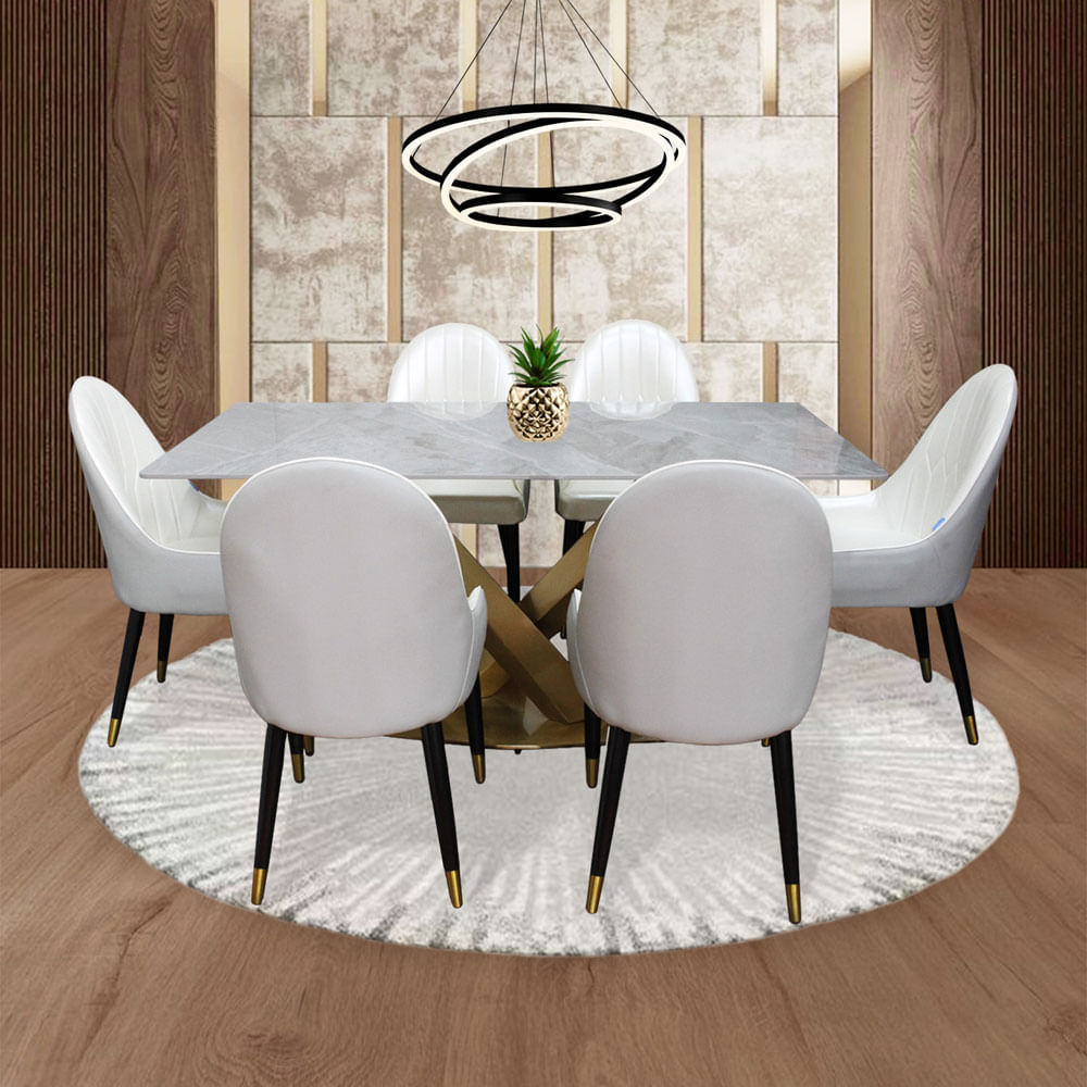 Comedor Ginebra de 6 puestos Blanco 80 cm x 160 cm