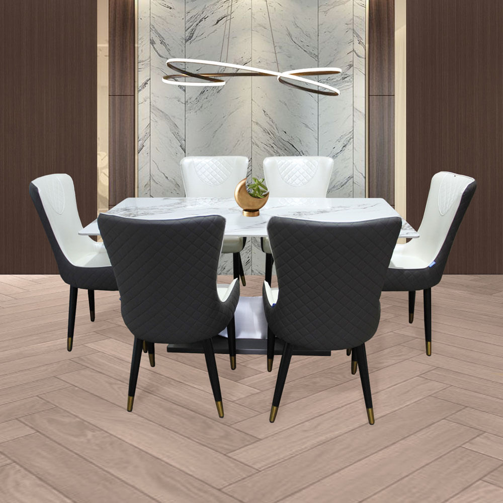 Comedor Zurich de 6 puestos Blanco 80 cm x 160 cm