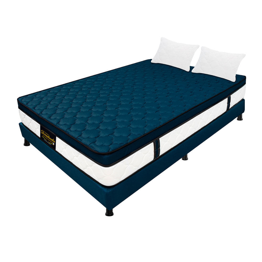 Combo Semidoble Resortado Dublín Azul 120 cm x 190 cm