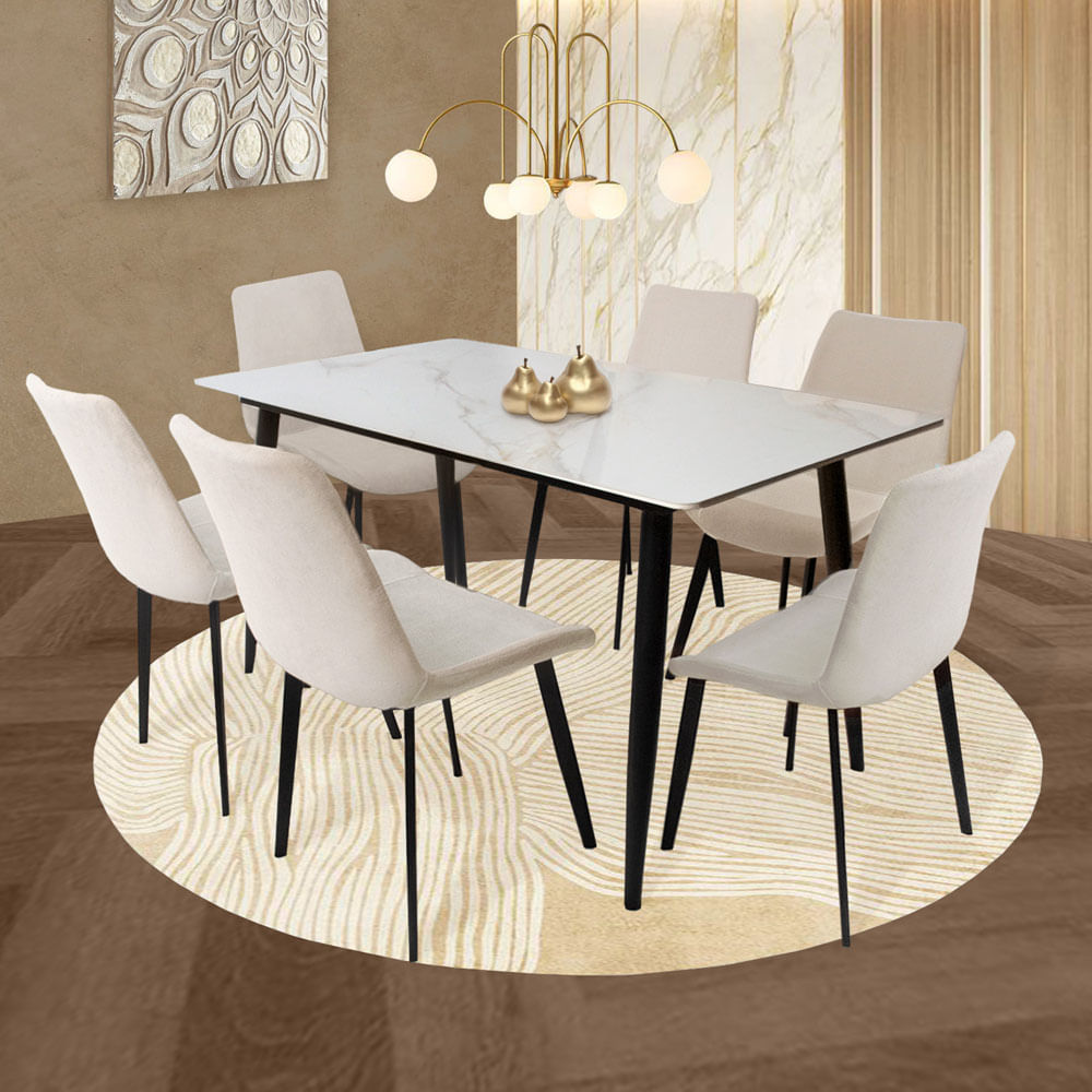 Comedor Berlín 6 puestos Beige 80 cm x 160 cm