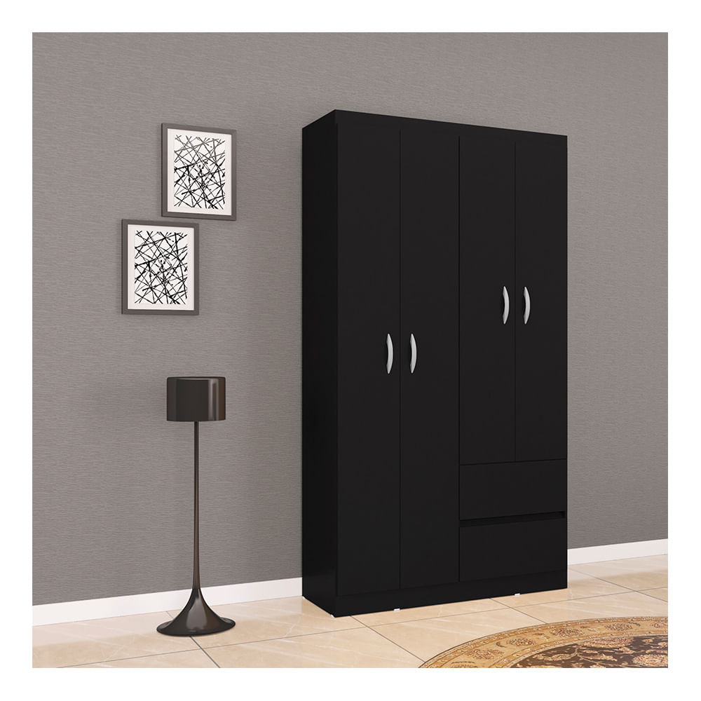 Closet Armario Lisboa 4 Puertas Negro