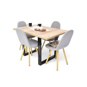 Juego de Comedor de 4 Puestos Marsella con Sillas Matiz en Tela