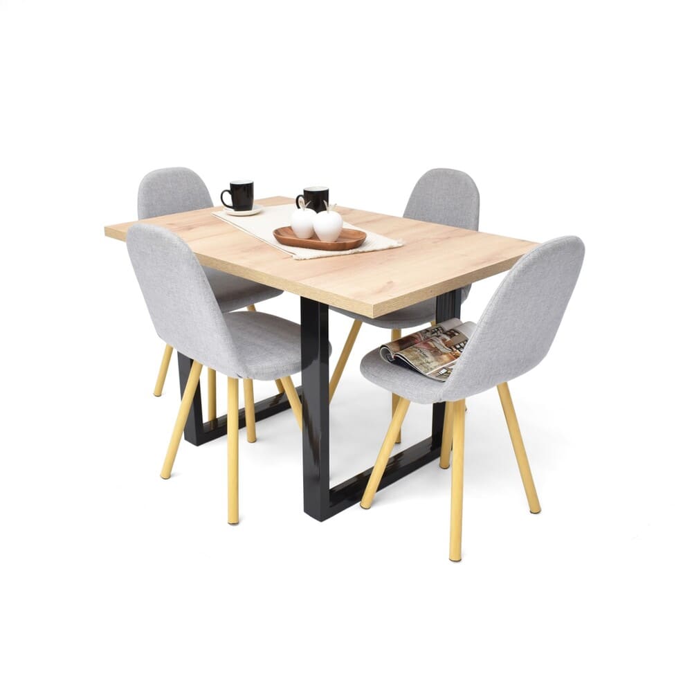 Juego de Comedor de 4 Puestos Marsella con Sillas Matiz en Tela