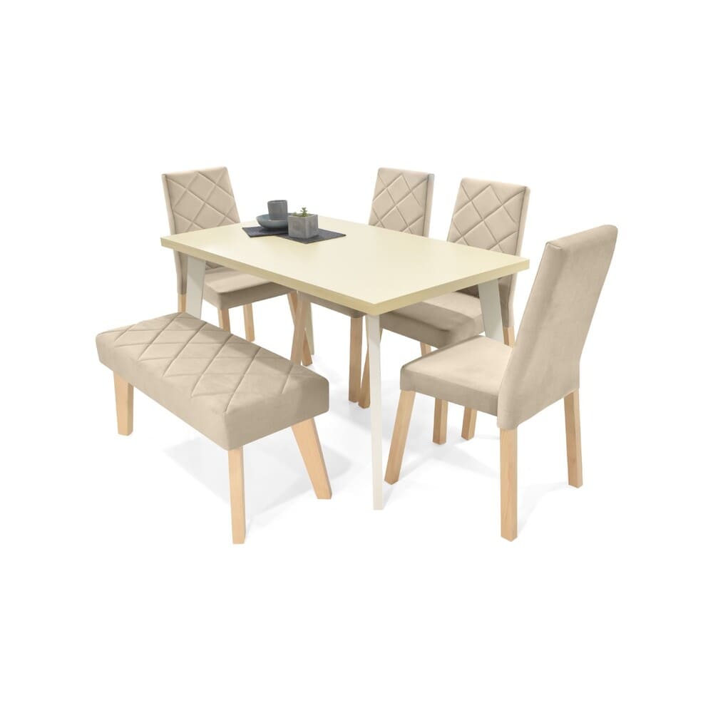 Juego de Comedor 6 Puestos Liverpool con Sillas y Butaco en Tela