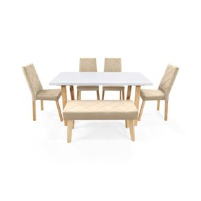 Juego de Comedor 6 Puestos Andara con Sillas y Butaco Liverpool en Tela