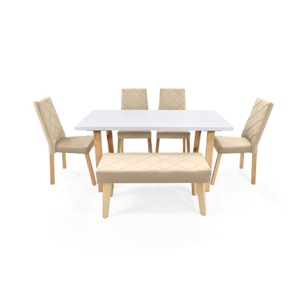 Juego de Comedor 6 Puestos Andara con Sillas y Butaco Liverpool en Tela