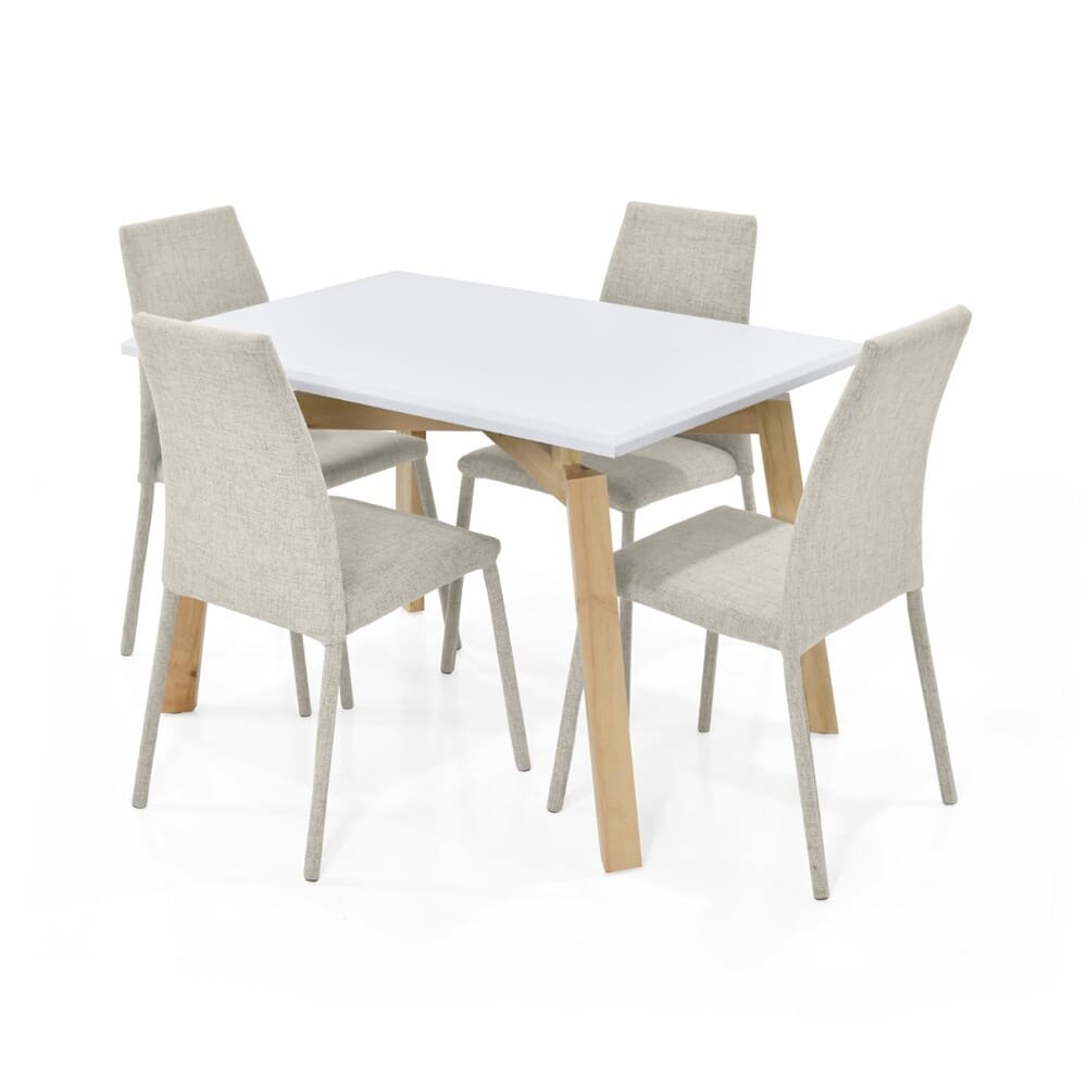 Juego de Comedor 4 Puestos Irlanda con Sillas Venecia en Tela