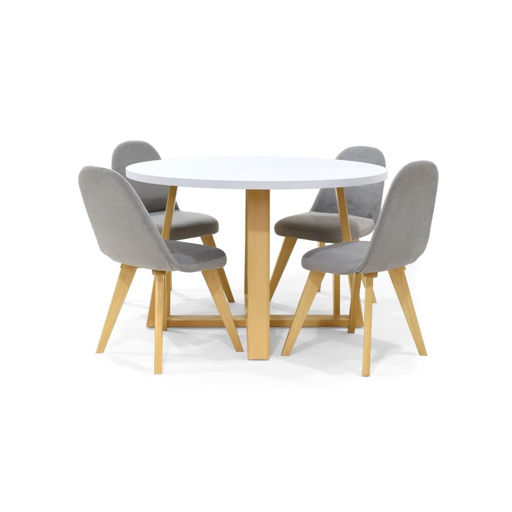 Juego de Comedor 4 Puestos Maine con Silla Molis en Tela
