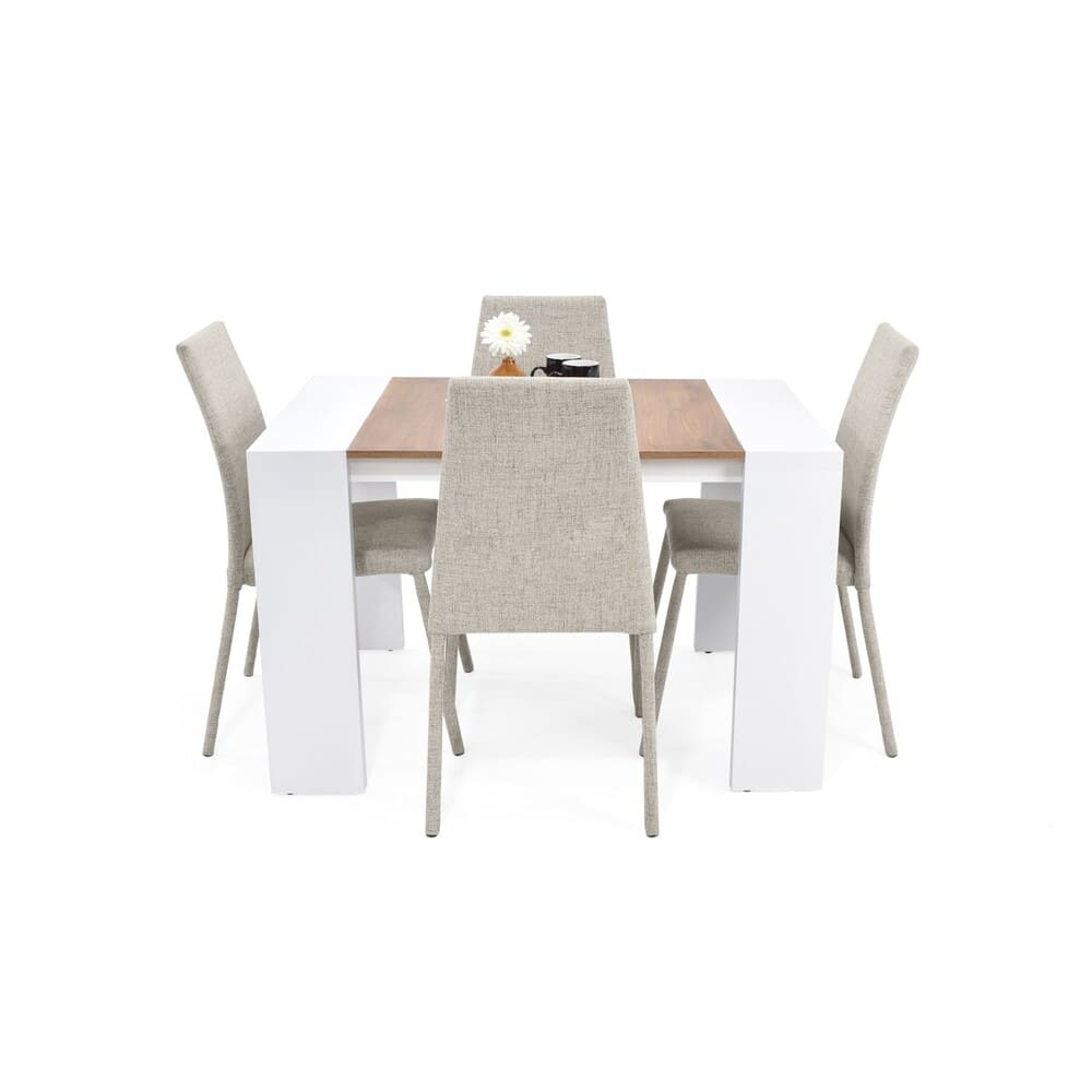 Juego de Comedor 4P Chicago Blanco Macula Silla Venecia Tela