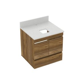 Kit Mueble Macao Life y Mesón Quartzstone Vessel 48x43cm Chocolate/Blanco