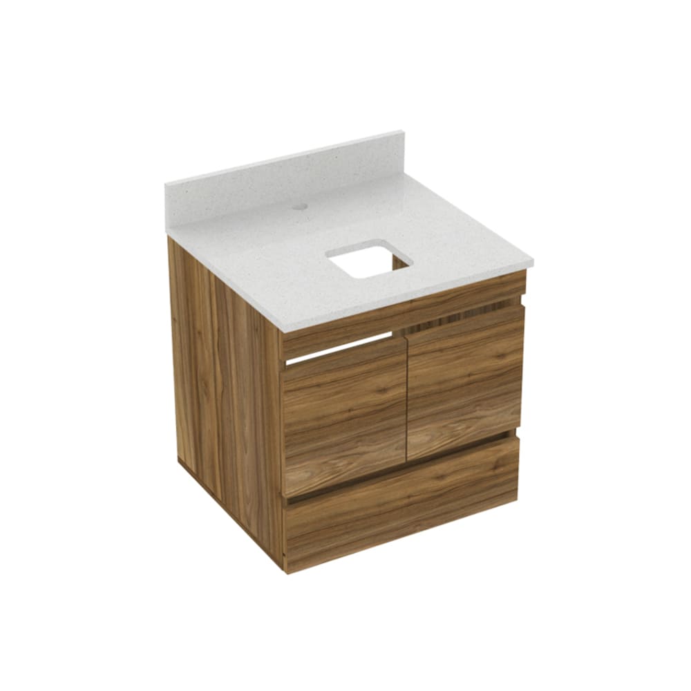 Kit Mueble Macao Life y Mesón Quartzstone Vessel 48x43cm Chocolate/Blanco