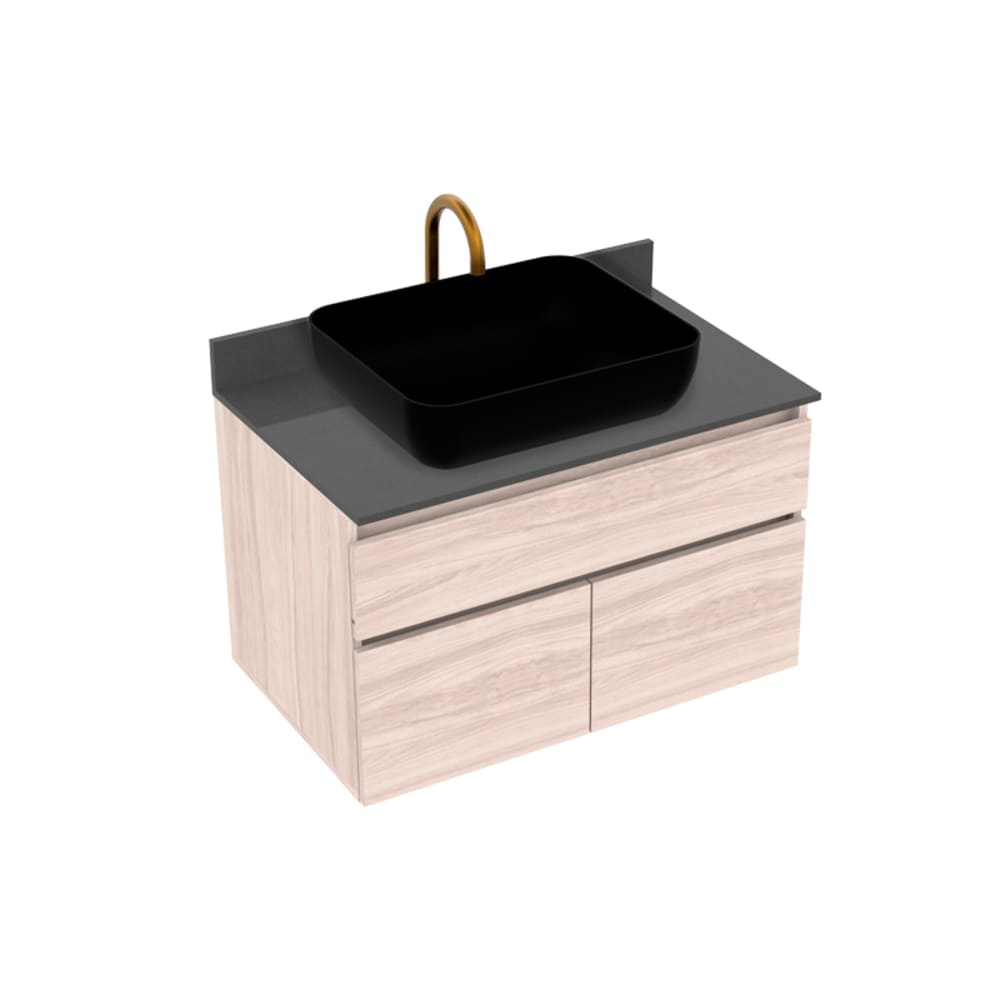 Kit Mueble Macao y Mesón Quartzstone Vessel 79x48cm Natural/Gris