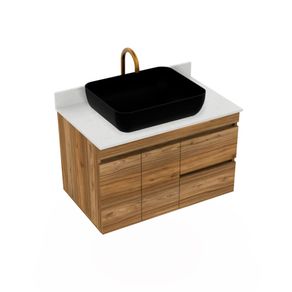 Kit Mueble Viteli y Mesón Quartzstone Vessel 79x48cm Natural/Gris