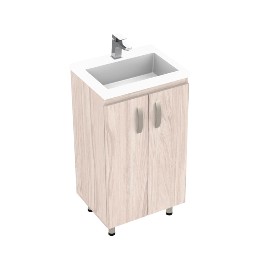 Kit Mueble Básico a Piso y Lavamanos Oslo Vanity 48x38cm Natural/Blanco