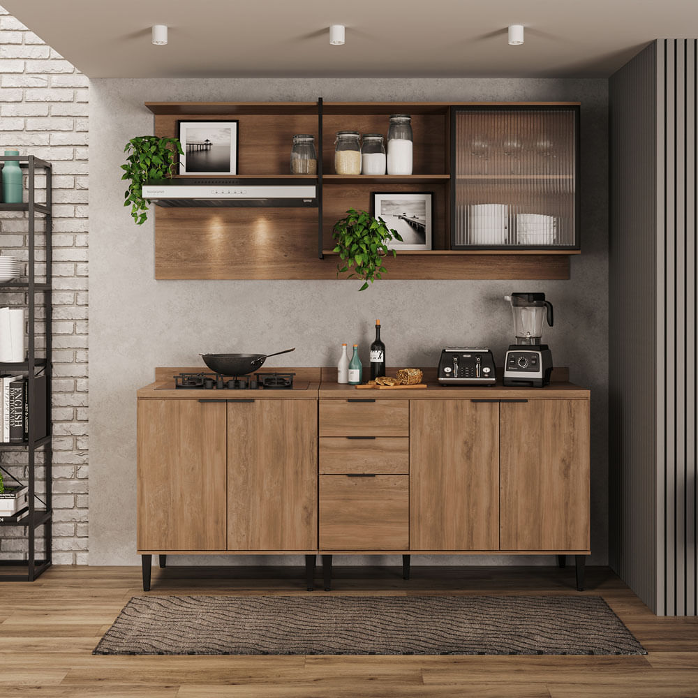 Mueble Superior Multiuso Cocina 200 Cm Mdp 1 Estilo Industrial Natural