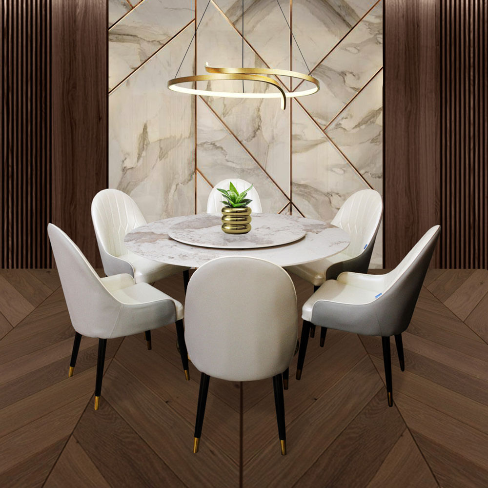 Comedor Carrusel de 6 puestos Gris 130 cm x 130 cm