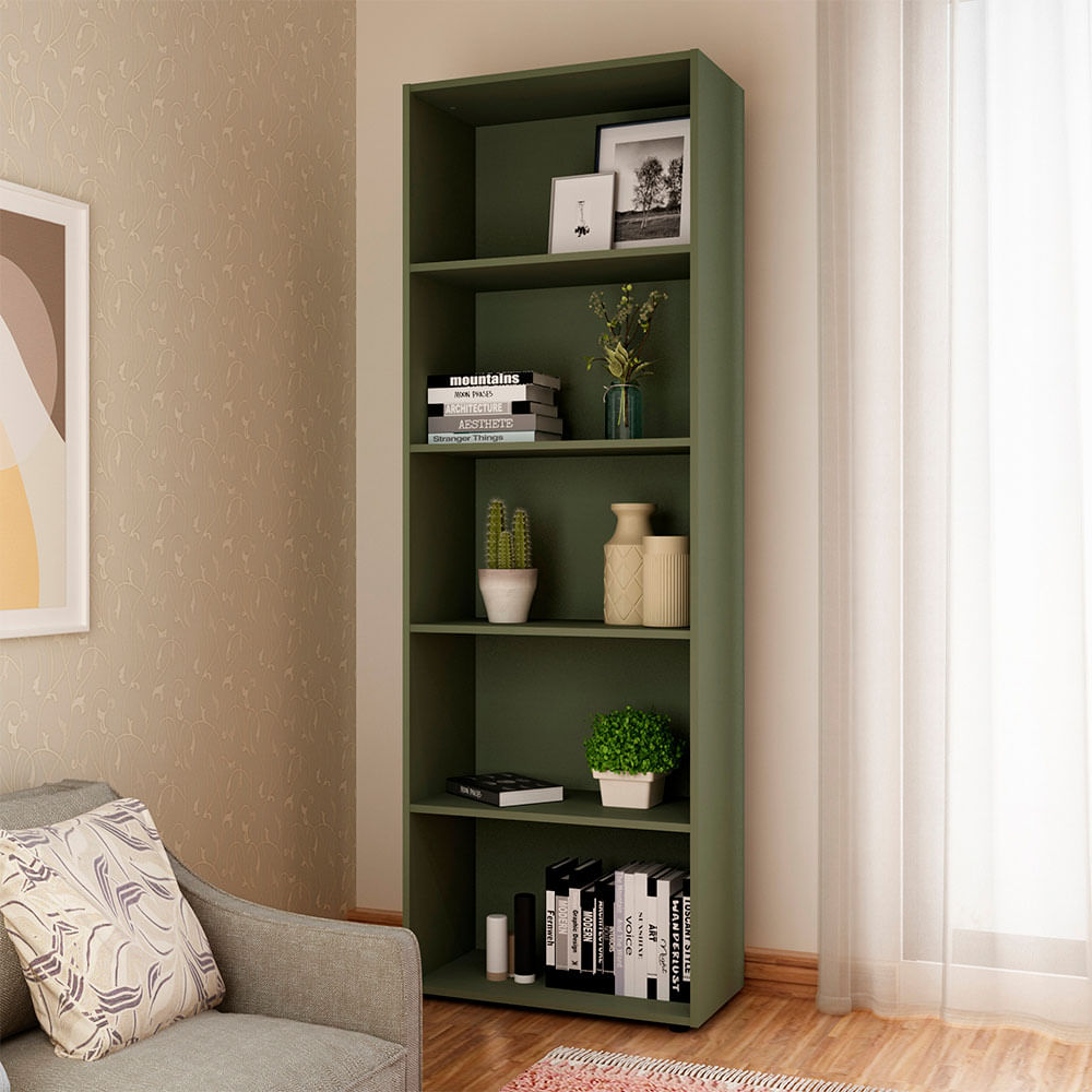 Biblioteca Estantería Librero En Mdp 60Cm 5 Estantes Menta