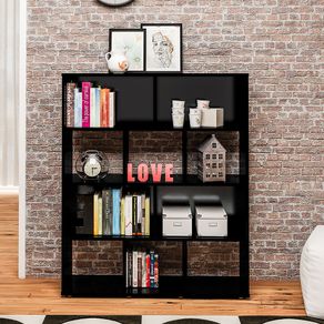Biblioteca Estantería Librero En Mdp 91Cm 10 Compartiientos Negro