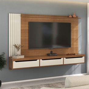 Mueble Para Tv 75" En Mpd 200Cm Incluye Soporte Cerezo Con Blanco
