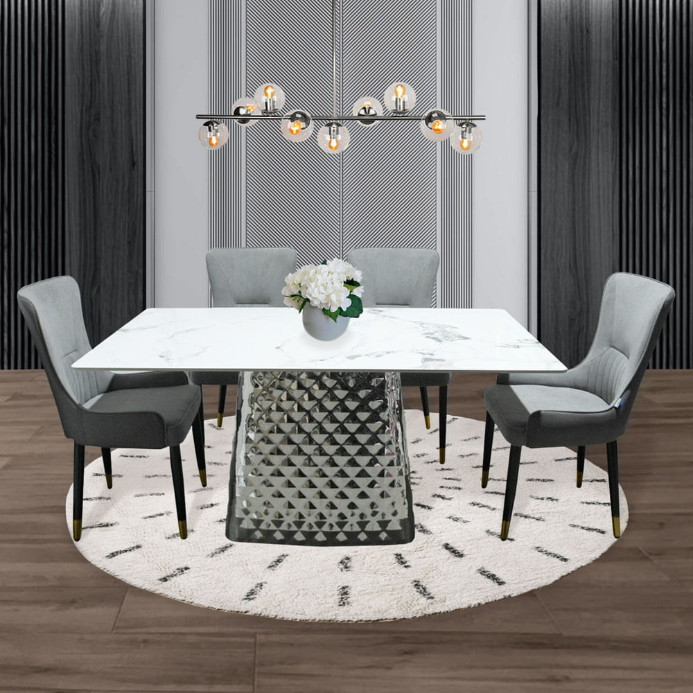 Comedor Dubái de 4 puestos Gris 80 cm x 140 cm