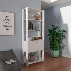 Biblioteca Match 1 Puerta Mdp 166X63Cm Blanco