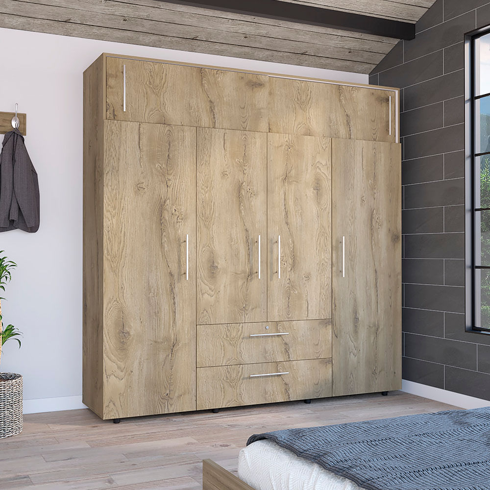 Armario Luque 200cm x 204cm x 50cm RTA Macadamia + Blanco