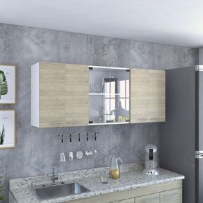 Gabinete Superior Cocina 150 Vidrio RTA Blanco + Rovere
