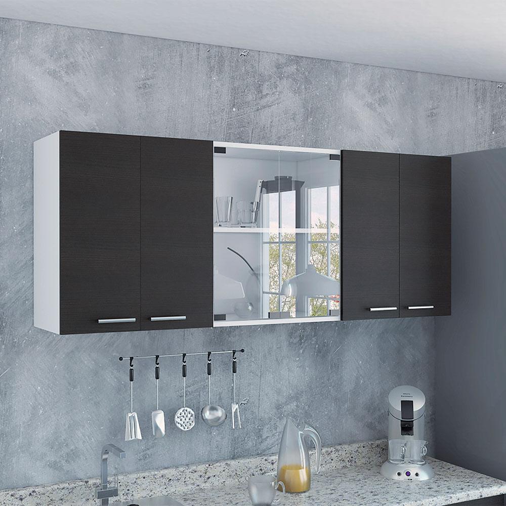 Gabinete Superior Cocina 150 Vidrio Rta Blanco-Wengue GLW 1460