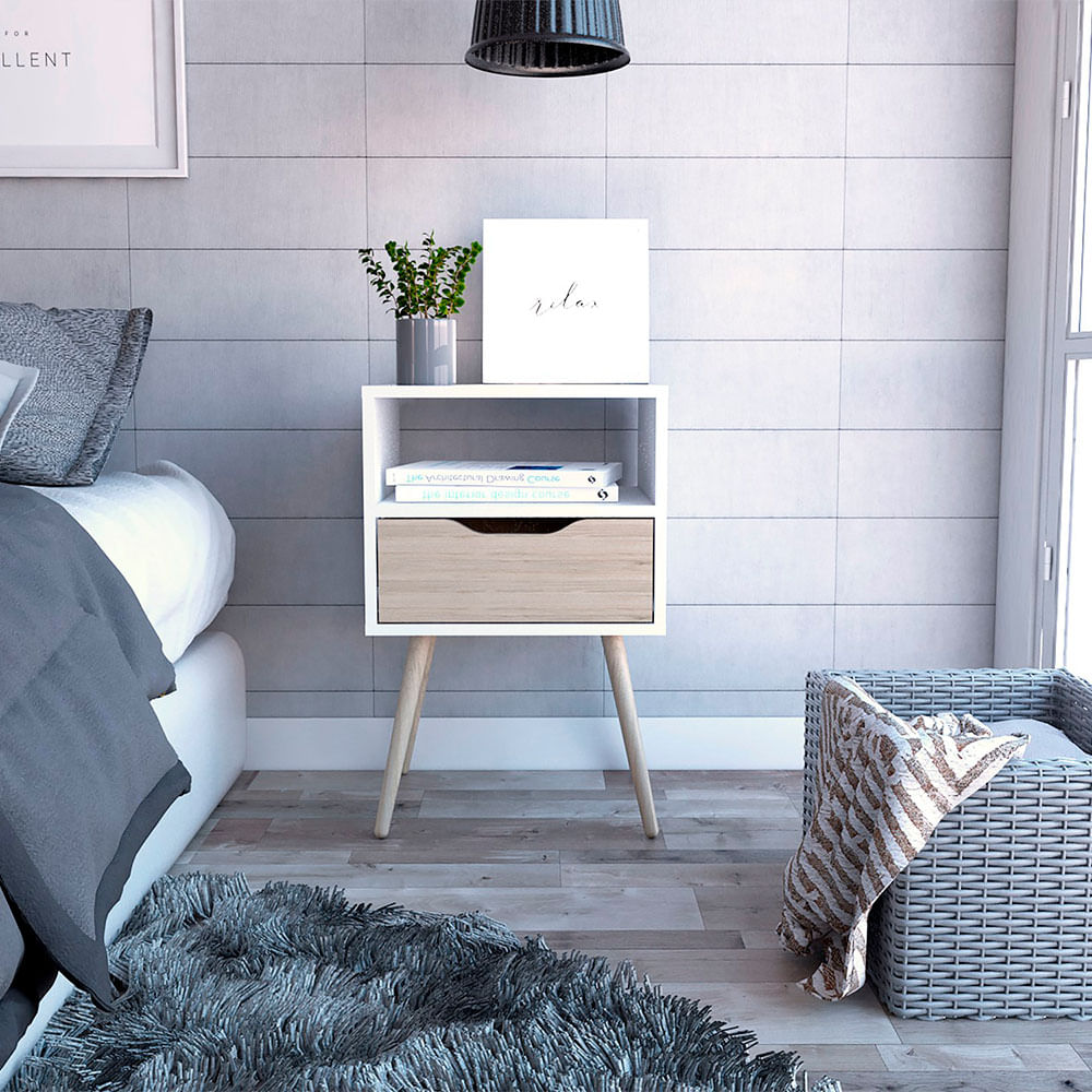 Mesa De Noche Otom Rta Blanco-Rovere MBR 6077