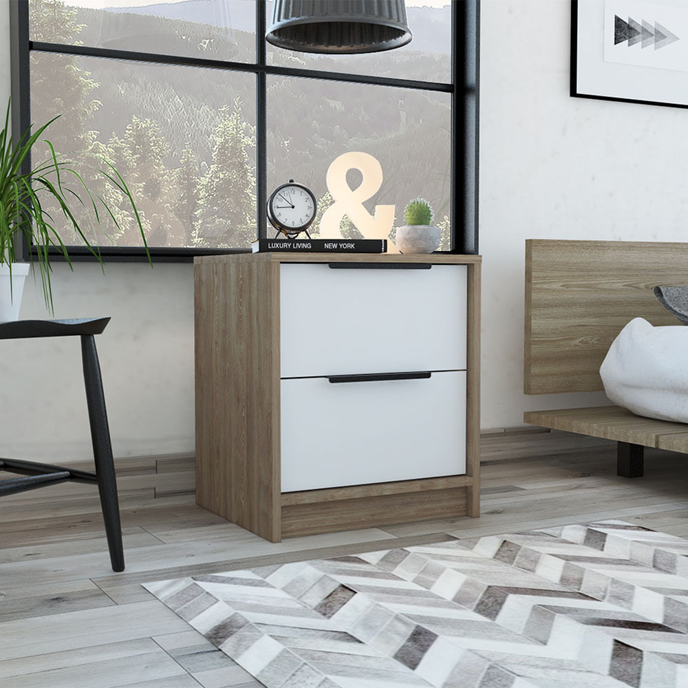 Mesa De Noche Kaia Rta Miel-Blanco MMB 3878