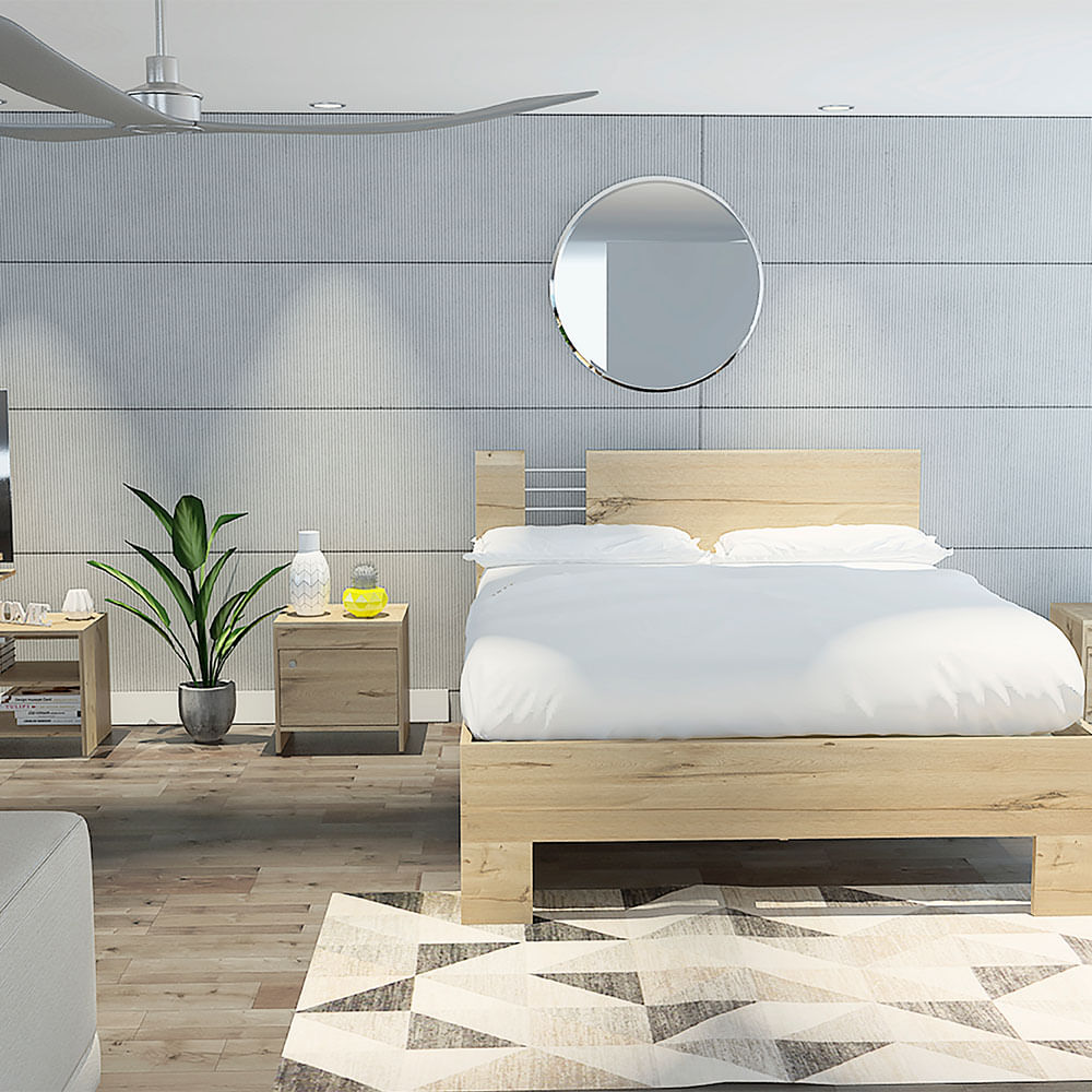 Combo Cama Di Color Rack 2 Mesas Noche Rta Duna CLD 4617